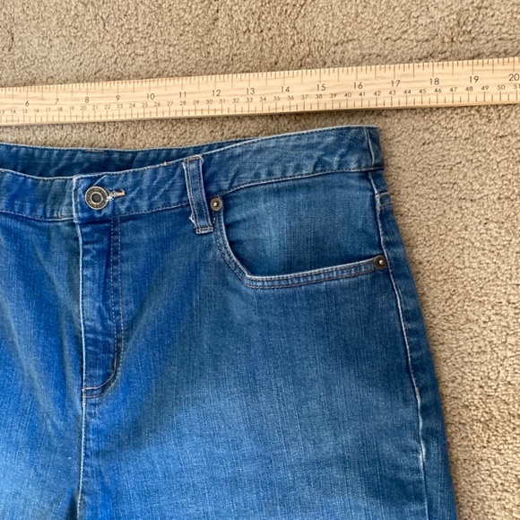 Talbots Stretch Cropped Ankle Jeans (straight leg) Sz 14 Dark blue wash EUC - Picture 2 of 6